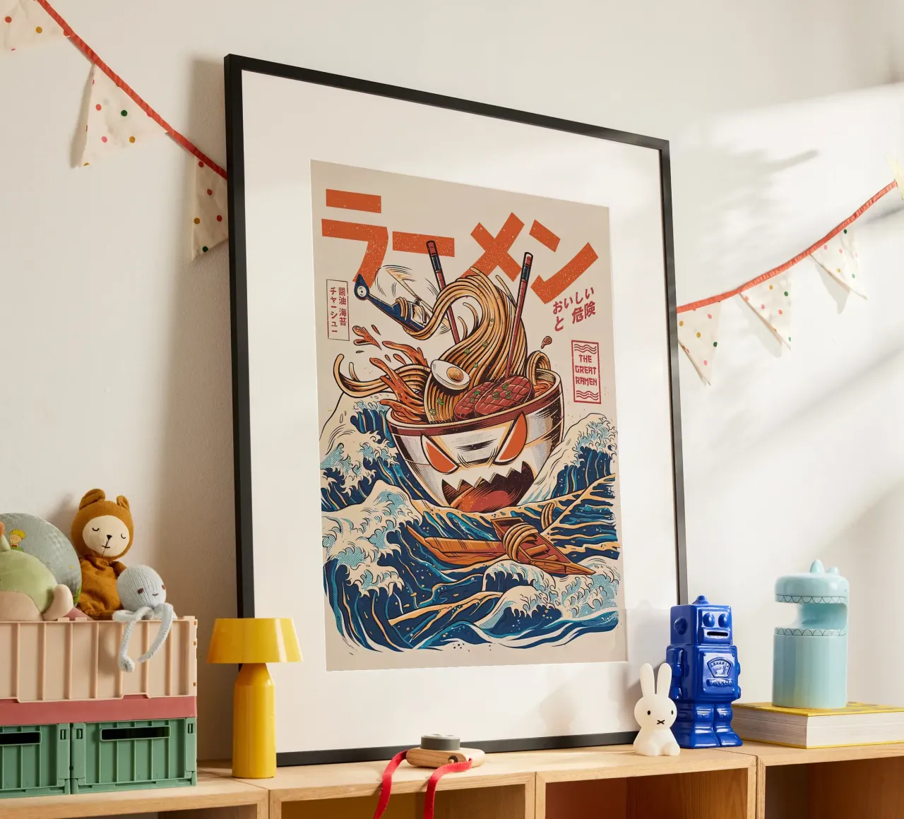 Il grande ramen di Kanagawa poster con telaio in plastica da MERRSHOP