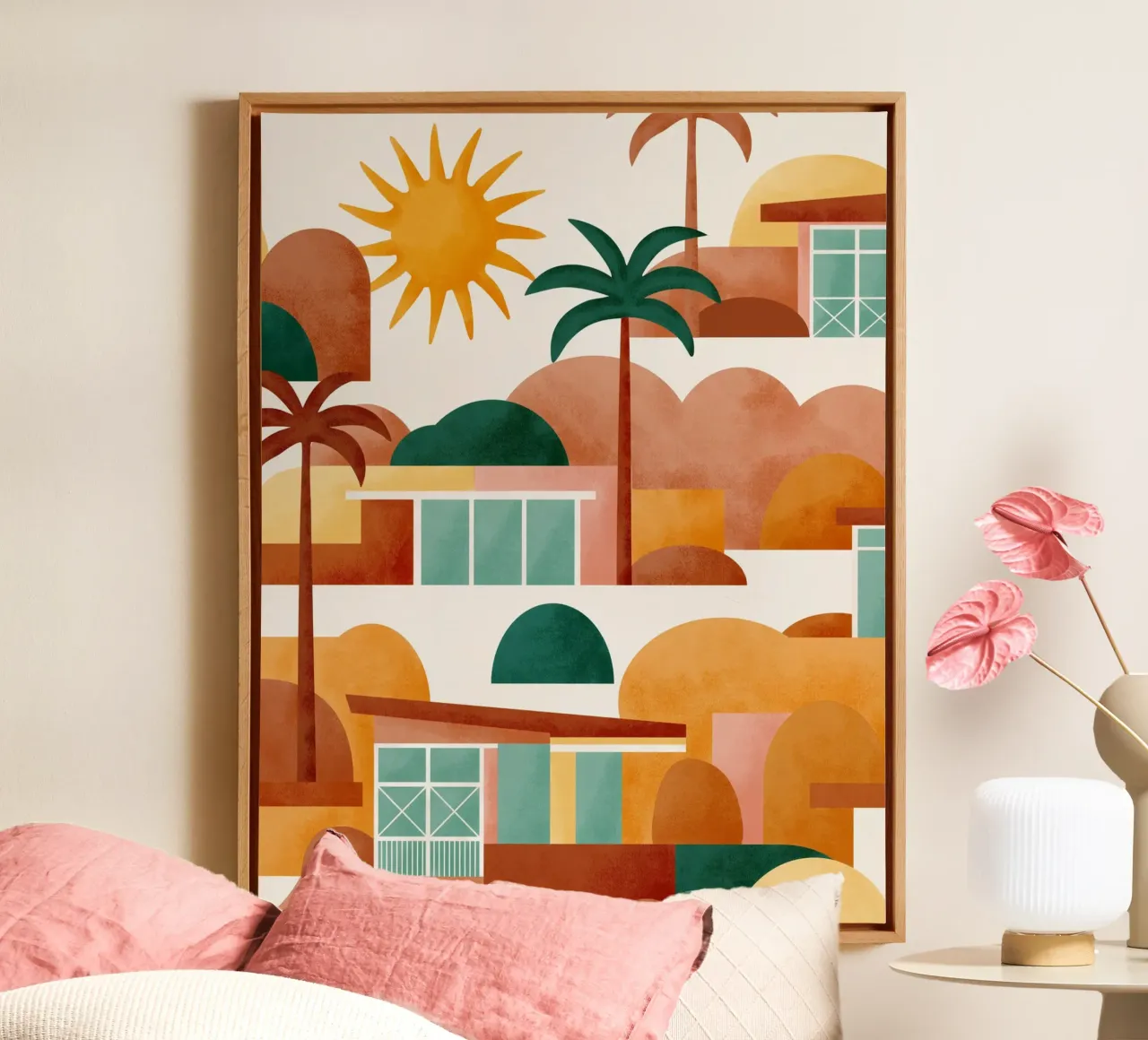 Palm Springs Dreaming Sunburn canvas met Baklijst van designdn
