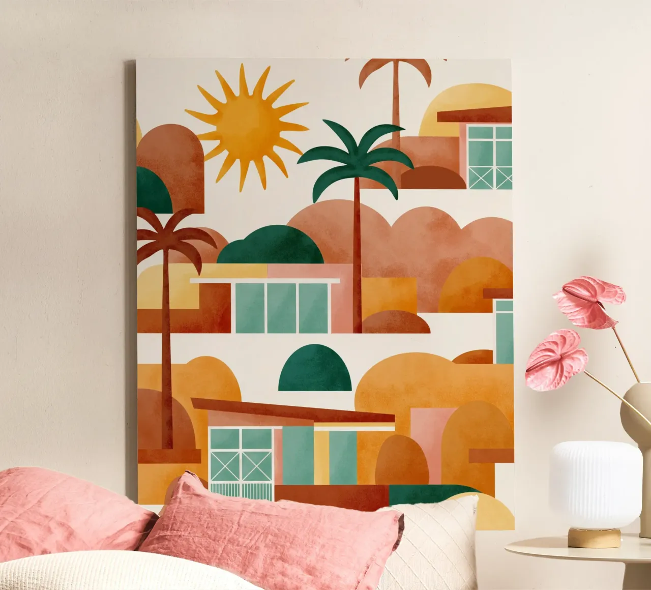 Palm Springs Dreaming Sunburn canvas met Baklijst van designdn
