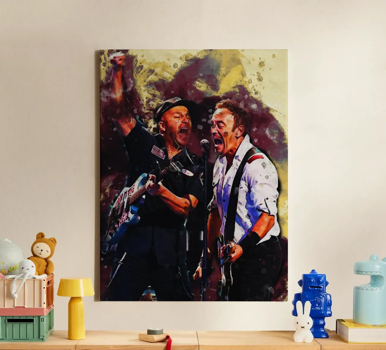 Smudge of Tom Morello & Bruce Springsteen canvas by Gunawan Rb