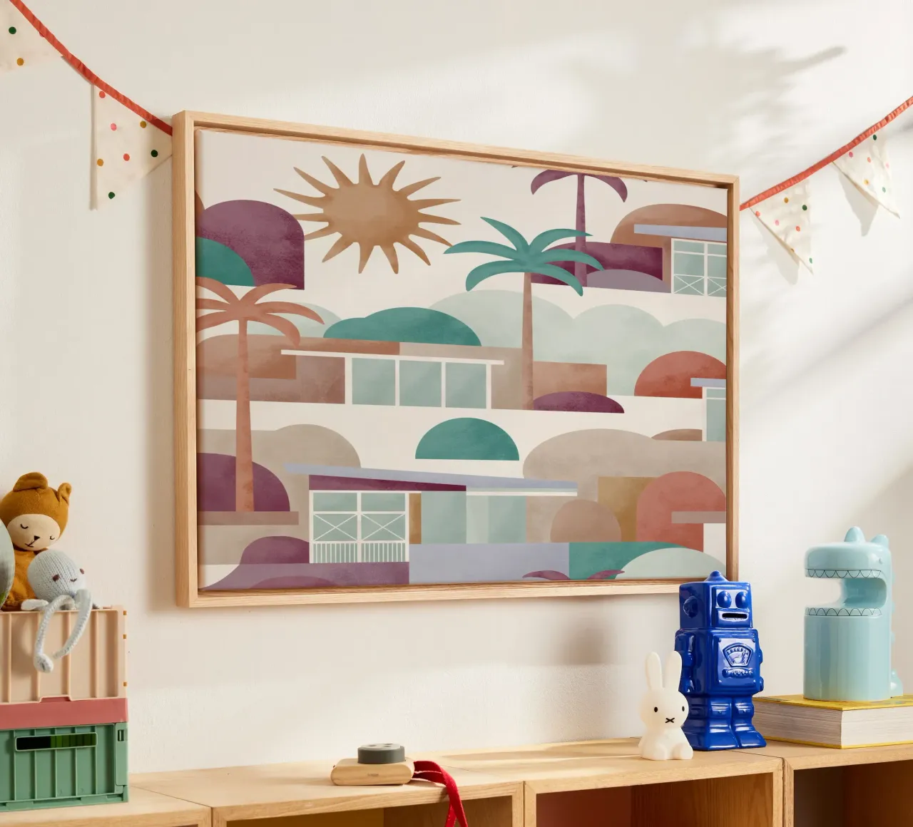 Palm Springs Dreaming Sundown tela con Cornice a cassetta da designdn