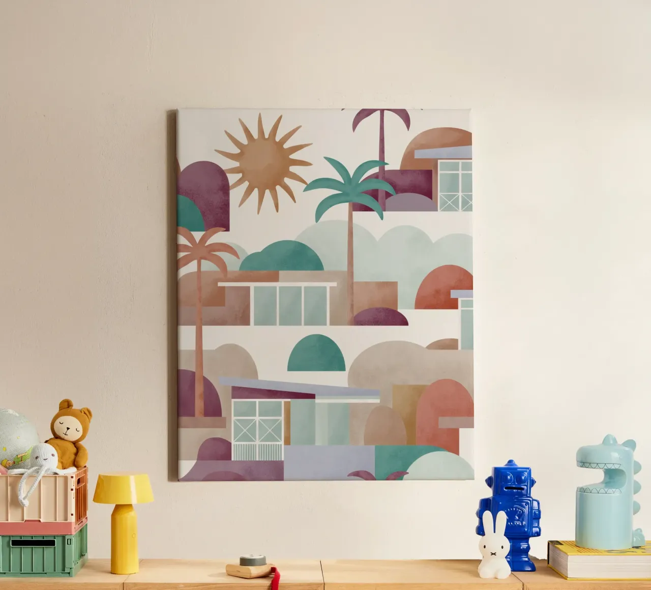 Palm Springs Dreaming Sundown tela con Cornice a cassetta da designdn