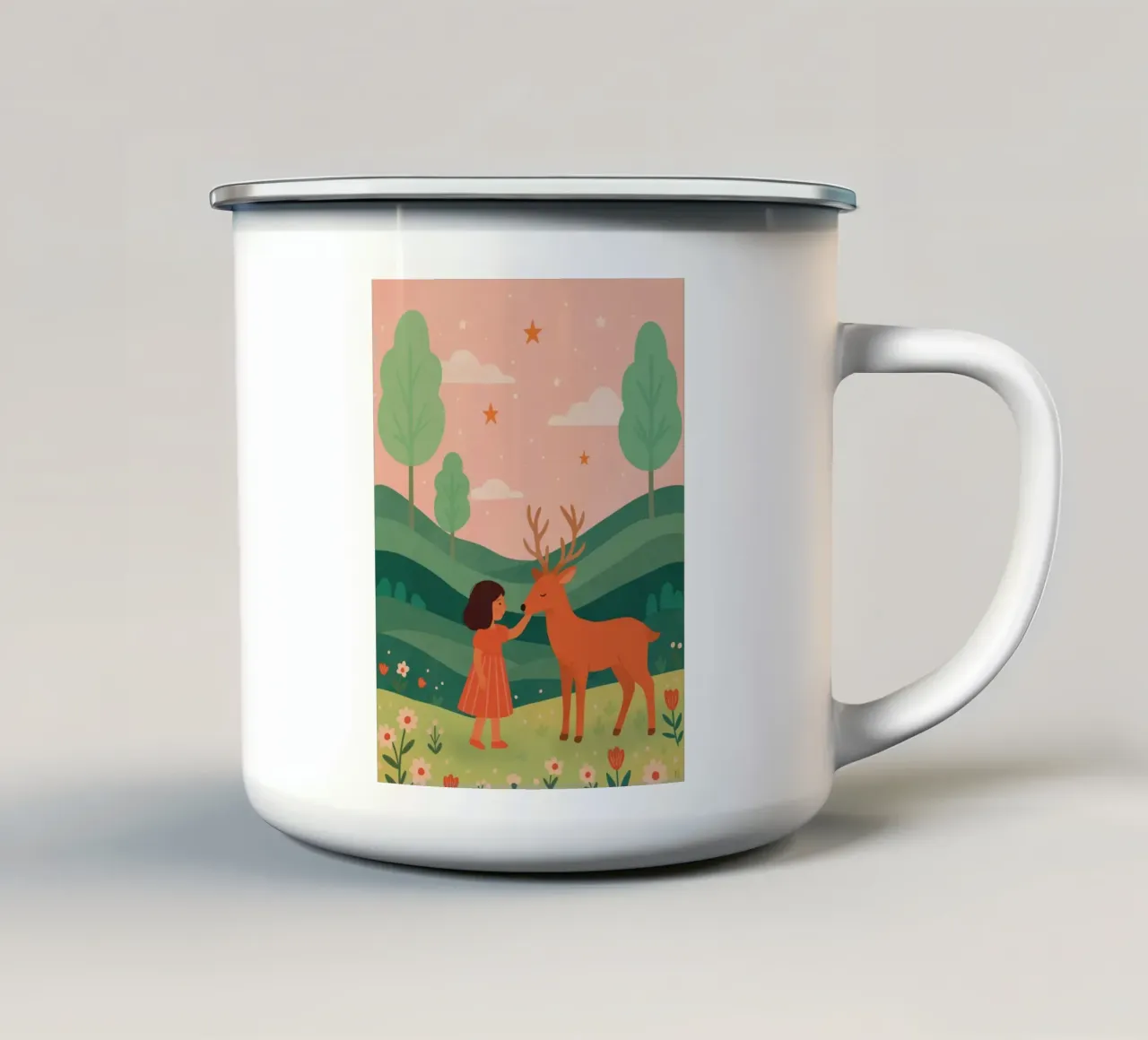 La petite fille et le cerf tazza in smalto da kokoprint