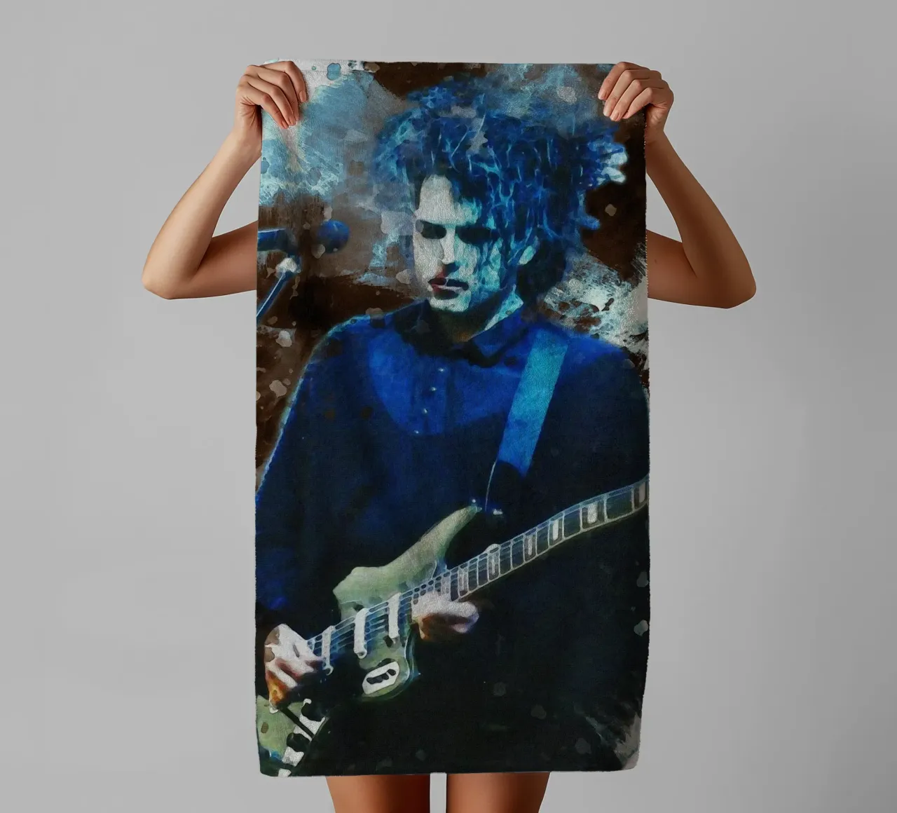 Smudge of Portrait Robert Smith towel by Gunawan Rb