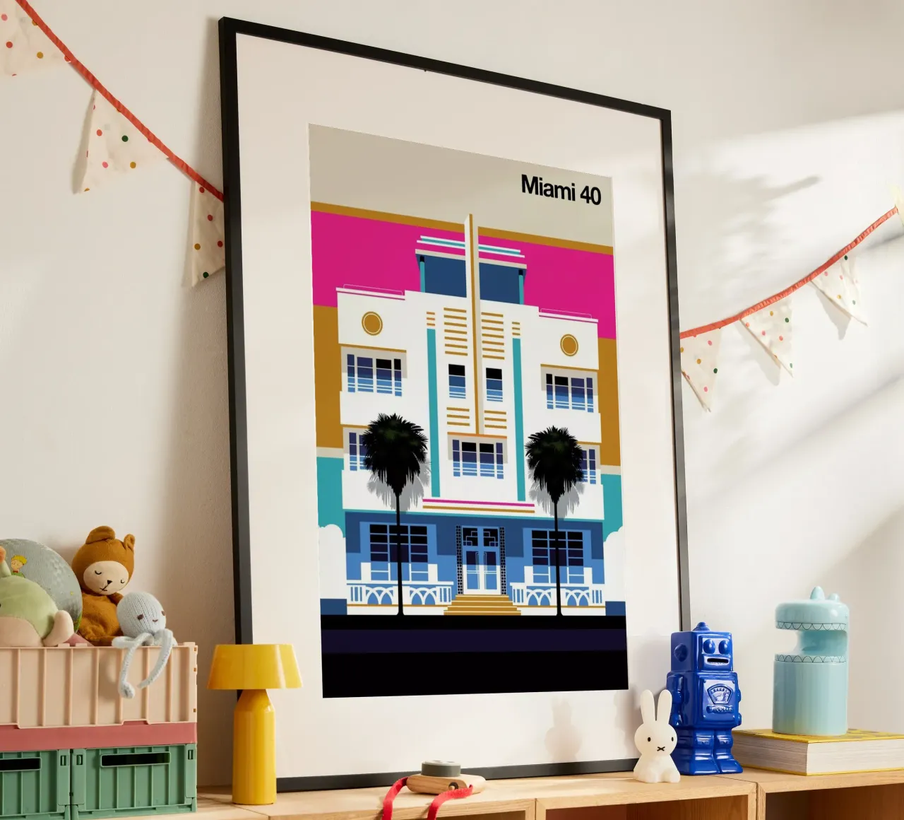 Miami 40 poster con telaio in alluminio da Bo Lundberg