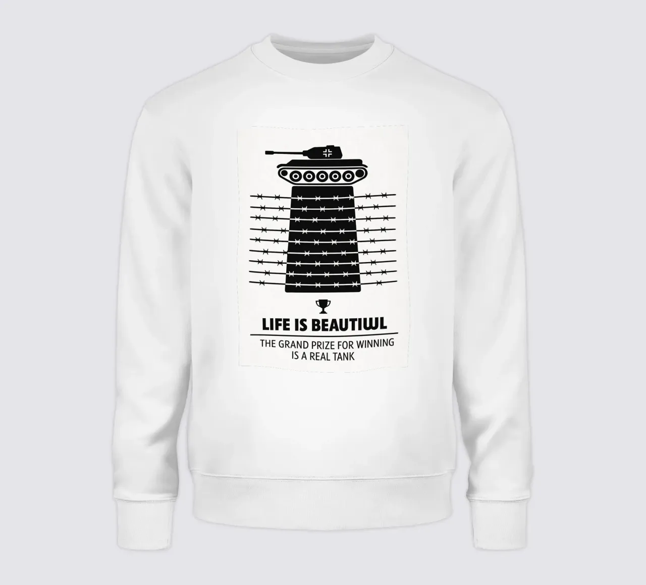 Life is Beautiful Print, Alternative Movie Poster, Black & W felpa da MoviesArt