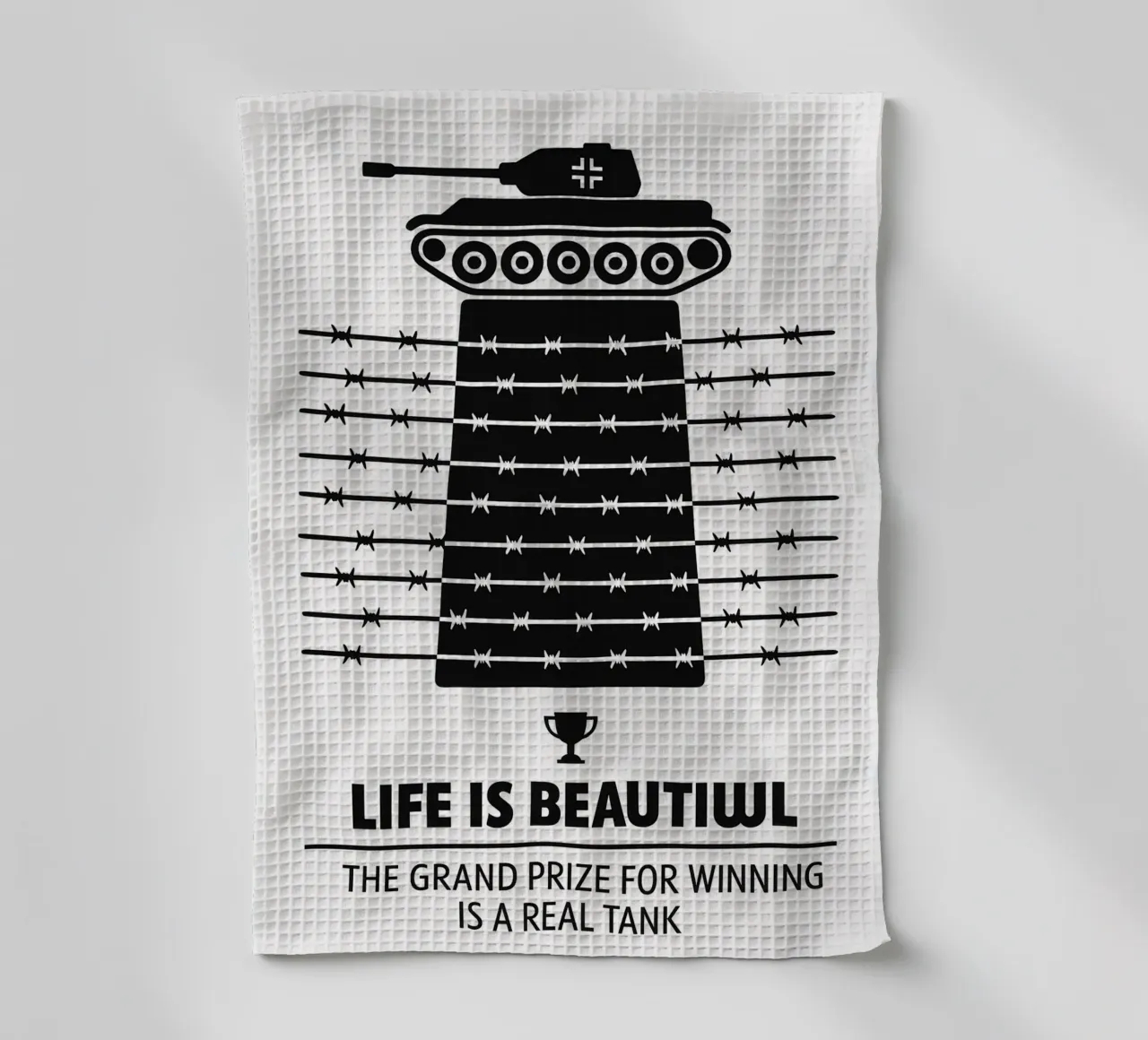 Life is Beautiful Print, Alternative Movie Poster, Black & W canovaccio da cucina da MoviesArt