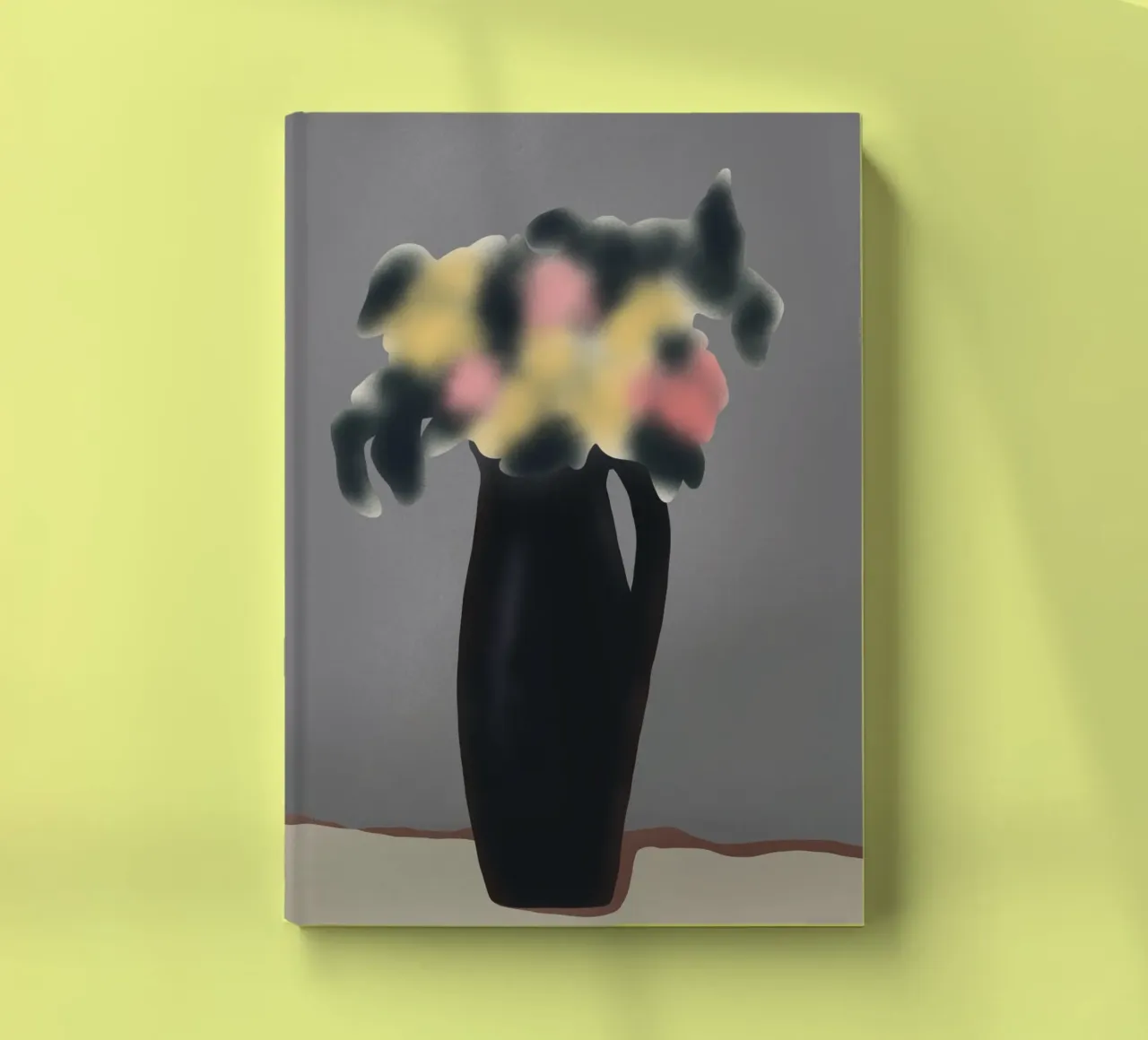 Ebony vase with blurred floral notebook by Little Dean