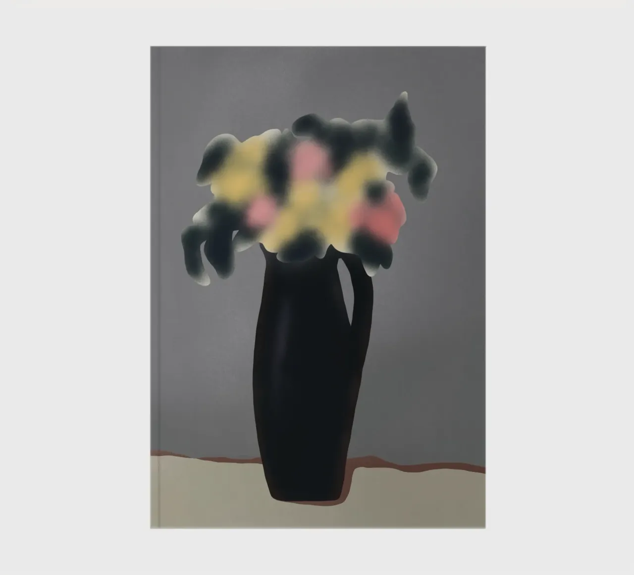 Ebony vase with blurred floral notebook by Little Dean