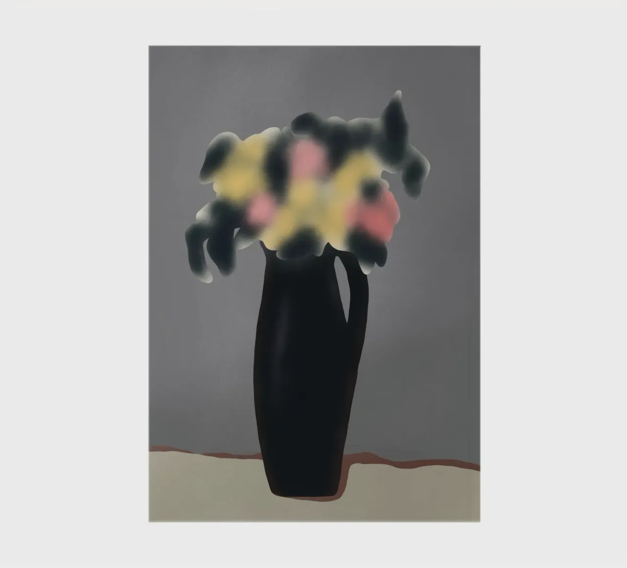 Ebony vase with blurred floral notebook by Little Dean