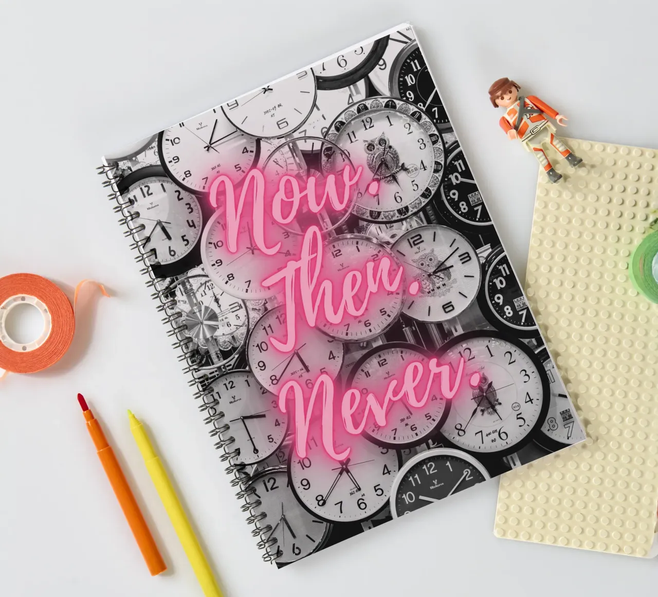 NOW. THEN. NEVER spiral notebook by Einfach Uebel
