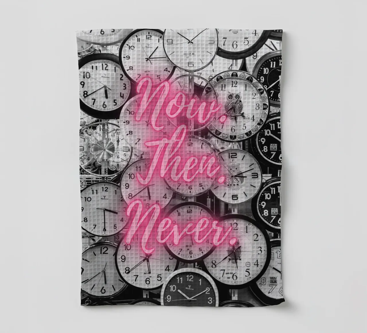 NOW. THEN. NEVER tea towel by Einfach Uebel