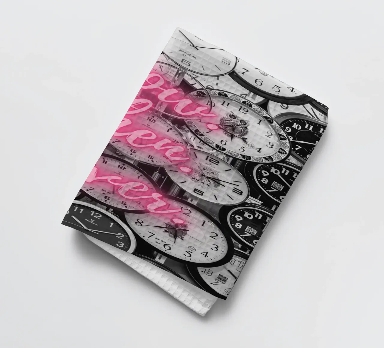 NOW. THEN. NEVER tea towel by Einfach Uebel