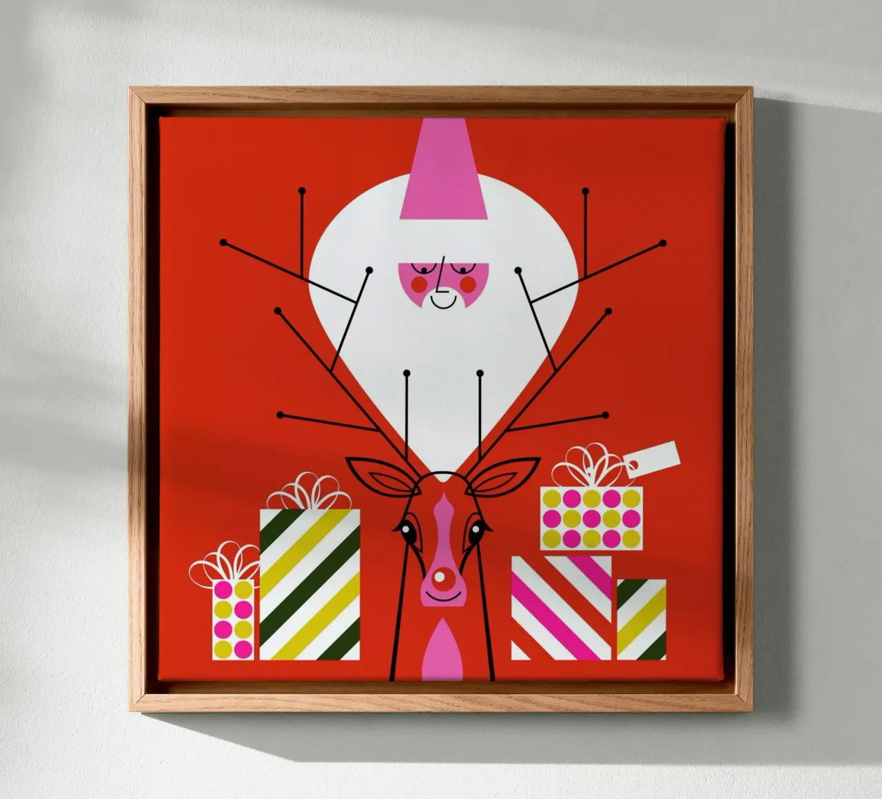 Rudy en de Kerstman.10 canvas met Baklijst van Bo Lundberg