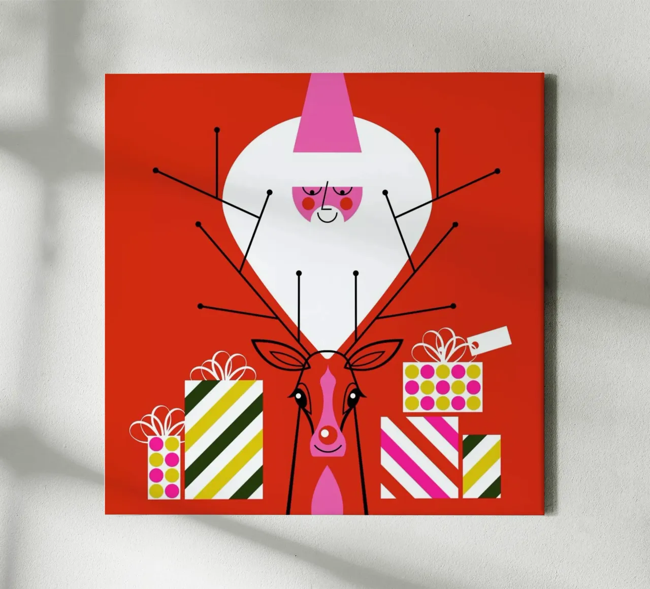 Rudy en de Kerstman.10 canvas met Baklijst van Bo Lundberg