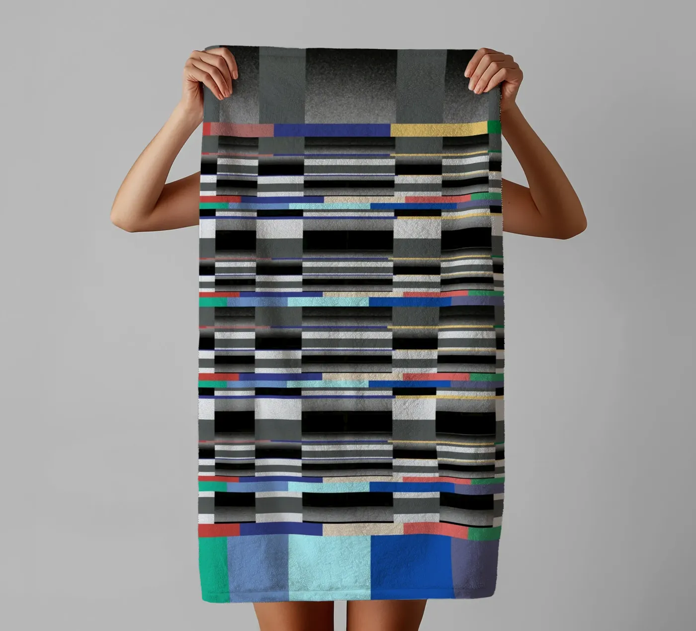 Glitches pattern 11 towel by Little Dean