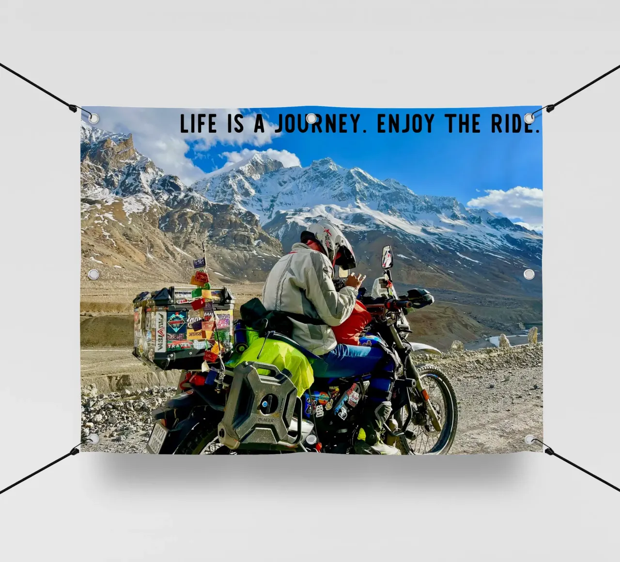 Life is a journey - Enjoy the ride. Himalaya telo in pvc da Happy 😃 Art 🎨 by Christine Schnoell