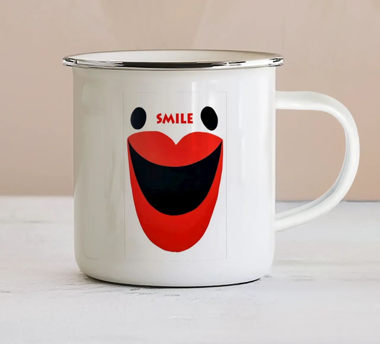 Sorriso | Volto sorridente astratto tazza in smalto da Autofocus