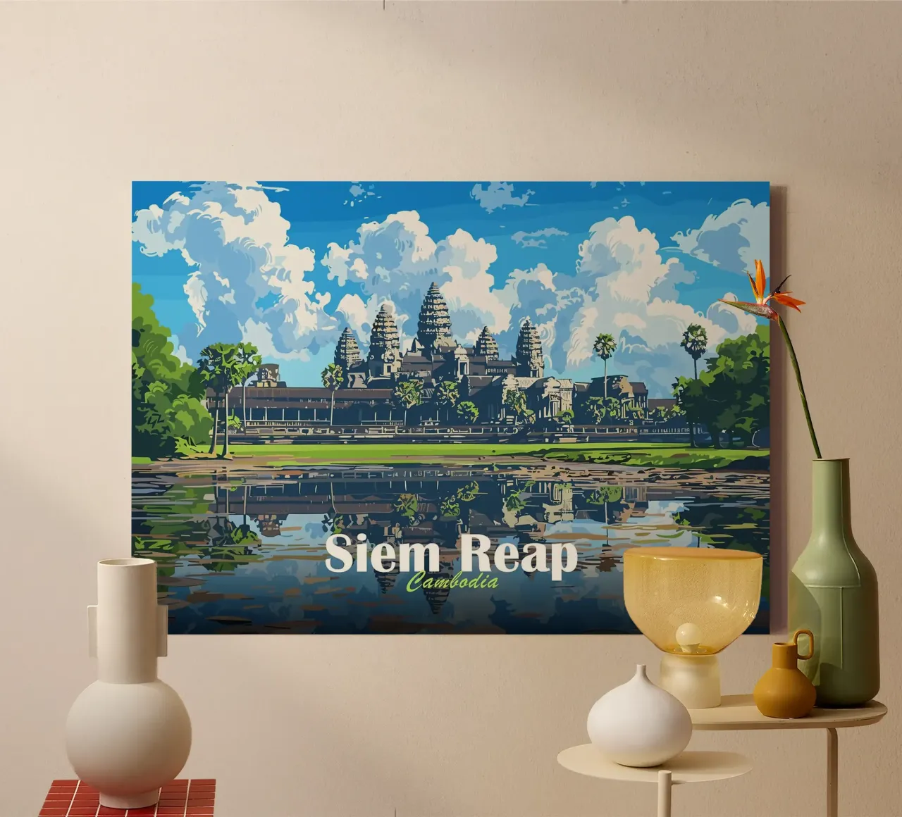 Siem Reap canvas met Baklijst van Kevin Walters