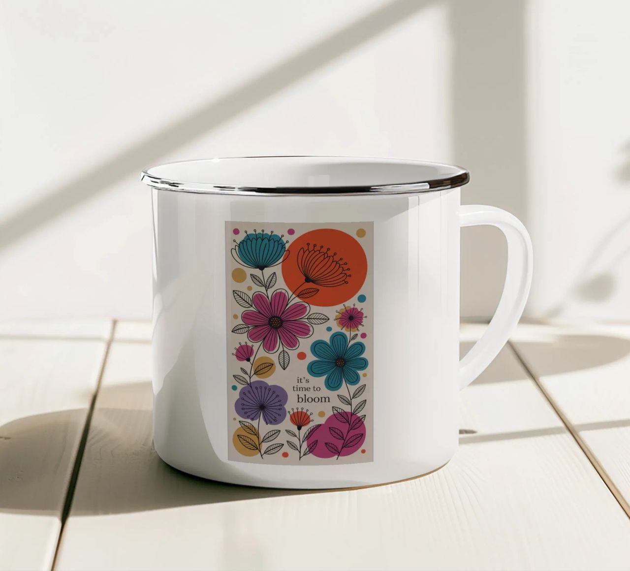 TIME TO BLOOM mug en émail de 20 Farben