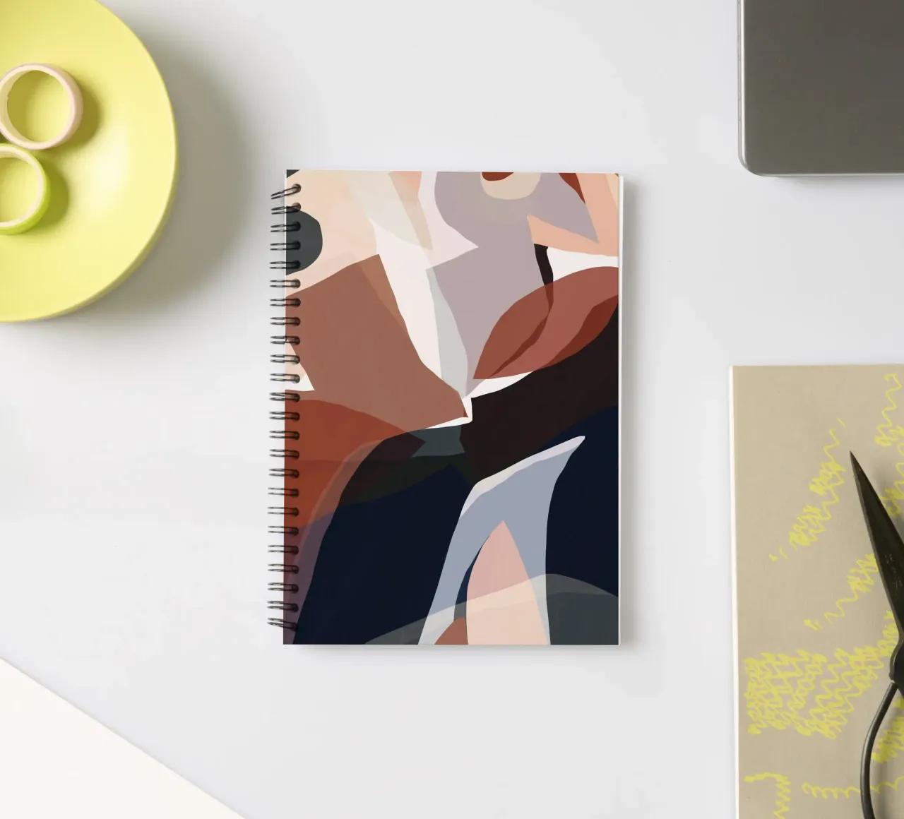 Abstract shapes overlay in harmony spiral notebook by Little Dean