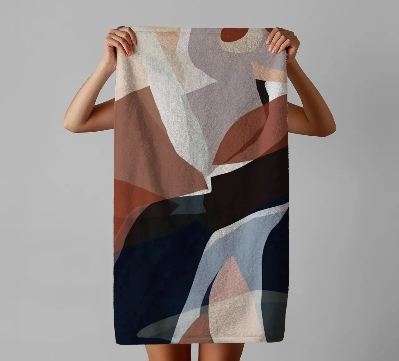 Abstract shapes overlay in harmony towel by Little Dean