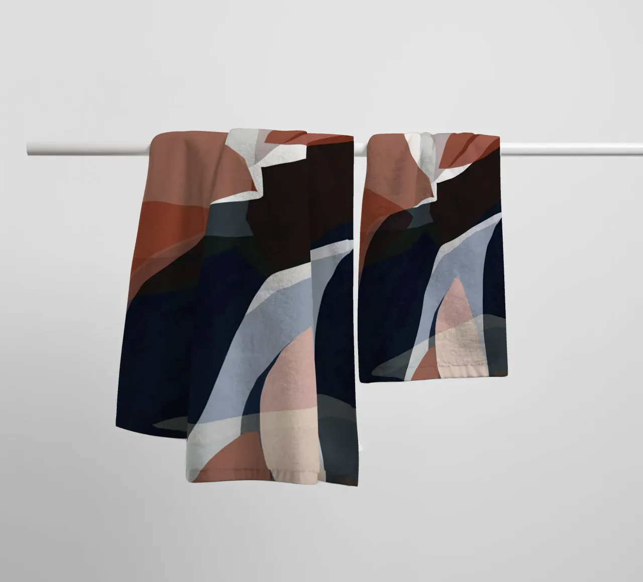 Abstract shapes overlay in harmony towel by Little Dean