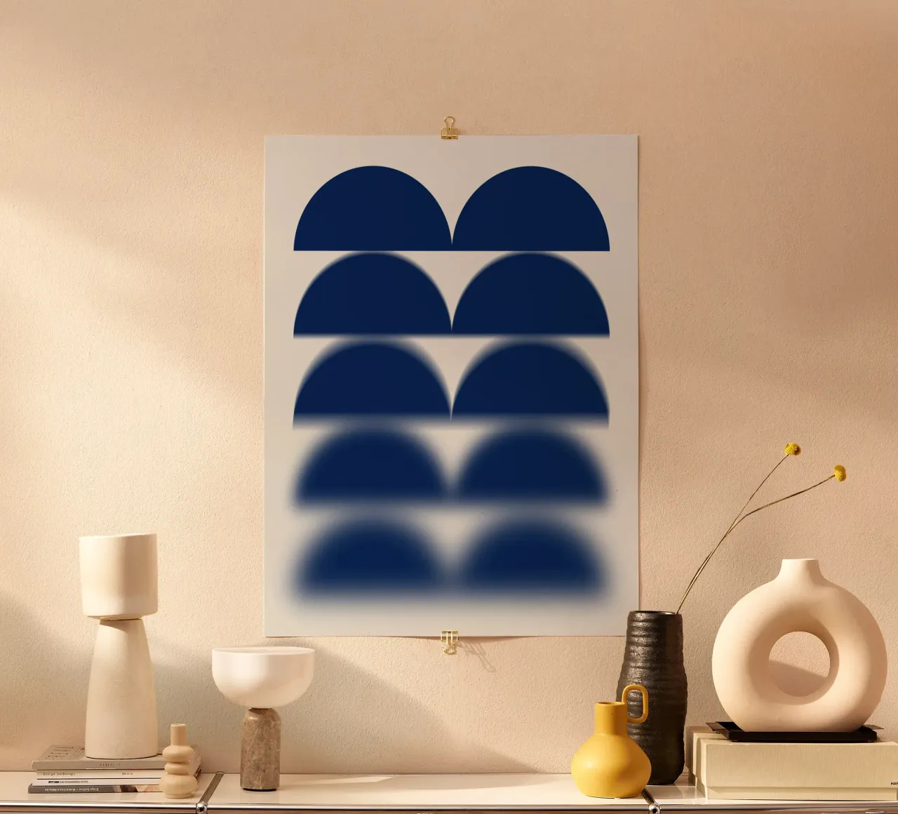 Blaue Halbkreise Hahnemühle von Little Dean