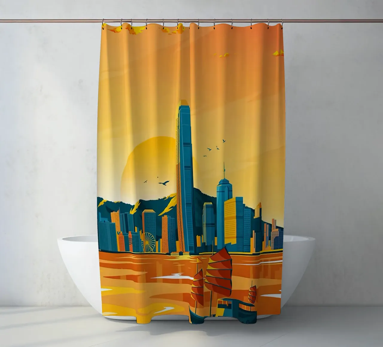 Tarde en Hong Kong cortina de baño de Liliestudio