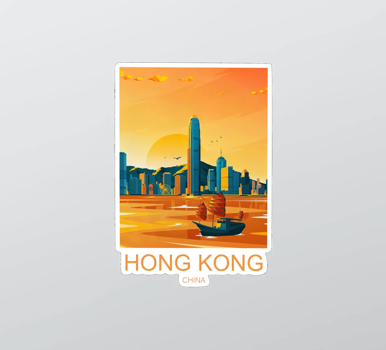Tarde en Hong Kong pegatina de Liliestudio