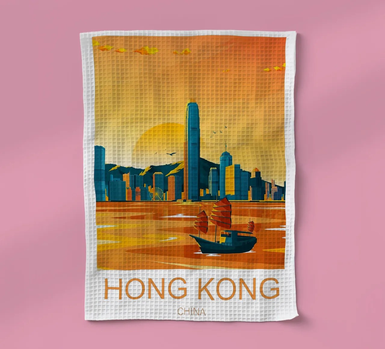 HongKong Abend Geschirrtuch von Liliestudio