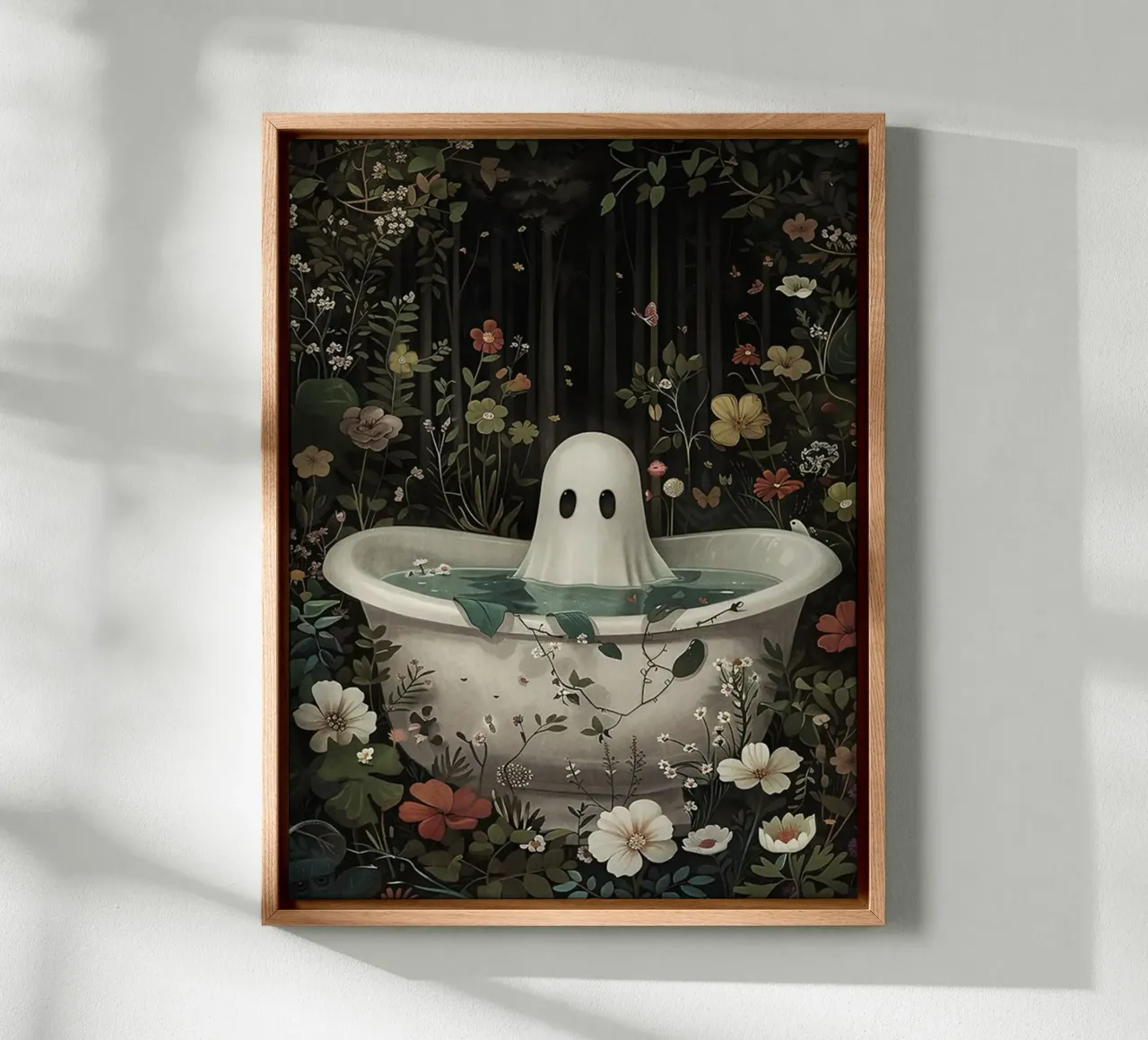 Spook in de badkuip canvas met Baklijst van Betty Shops