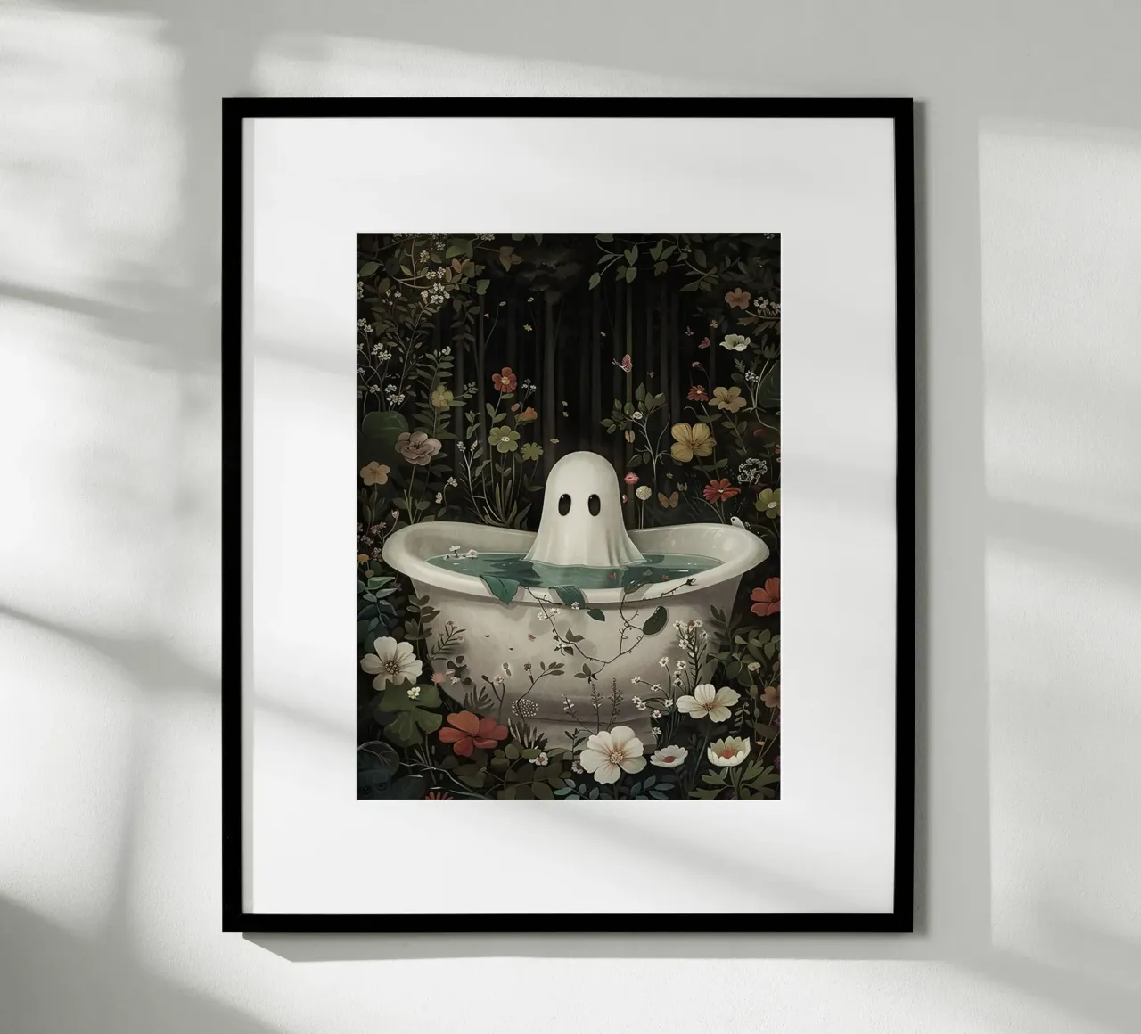 Fantasma nella vasca da bagno poster con telaio in plastica da Betty Shops