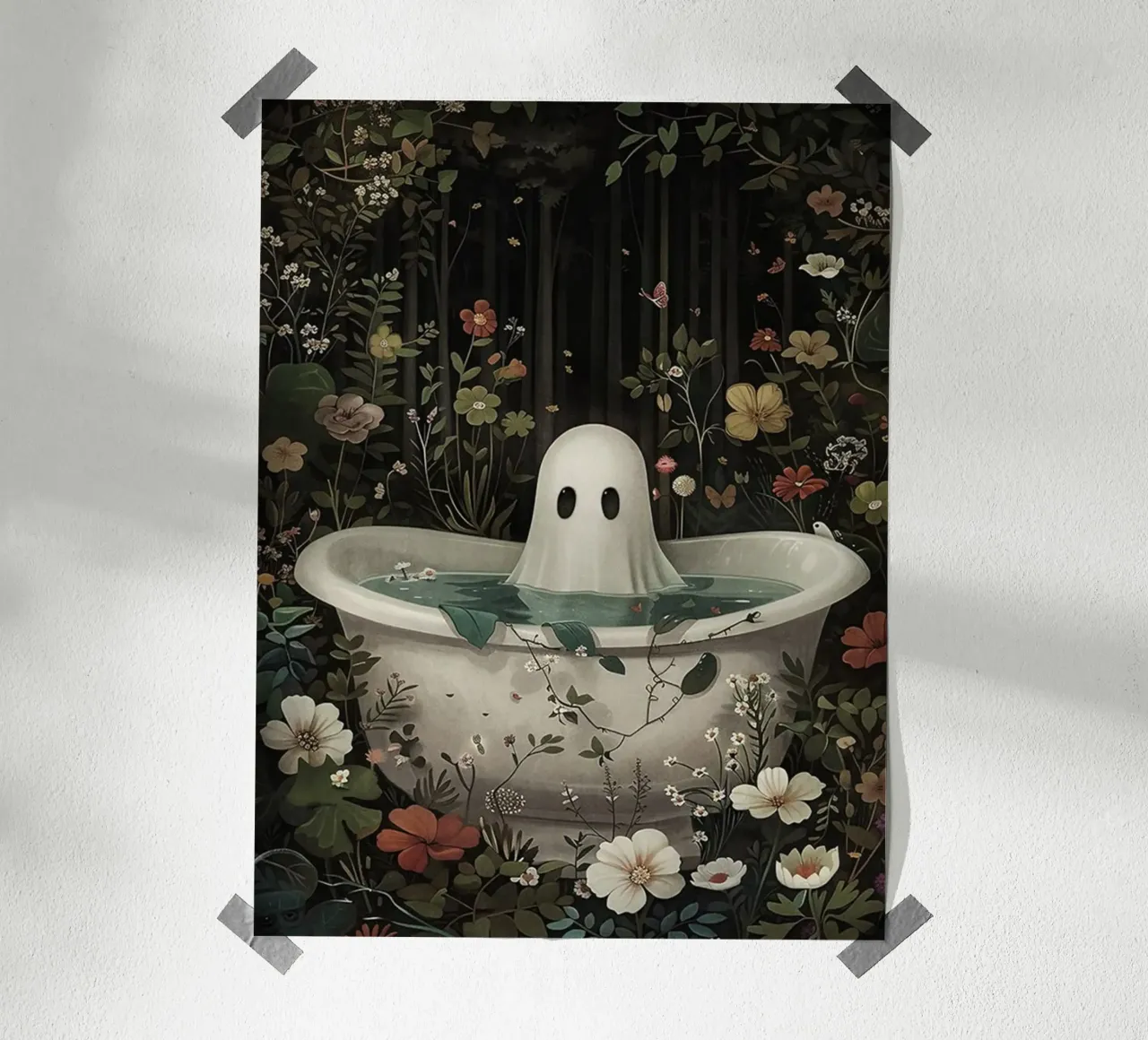 Fantasma nella vasca da bagno poster con telaio in plastica da Betty Shops