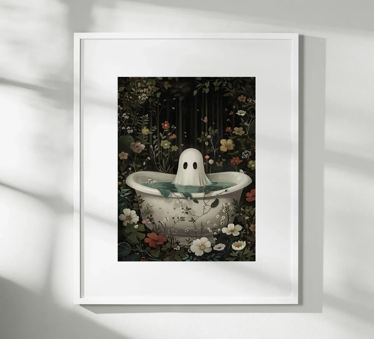 Fantasma nella vasca da bagno poster con telaio in plastica da Betty Shops