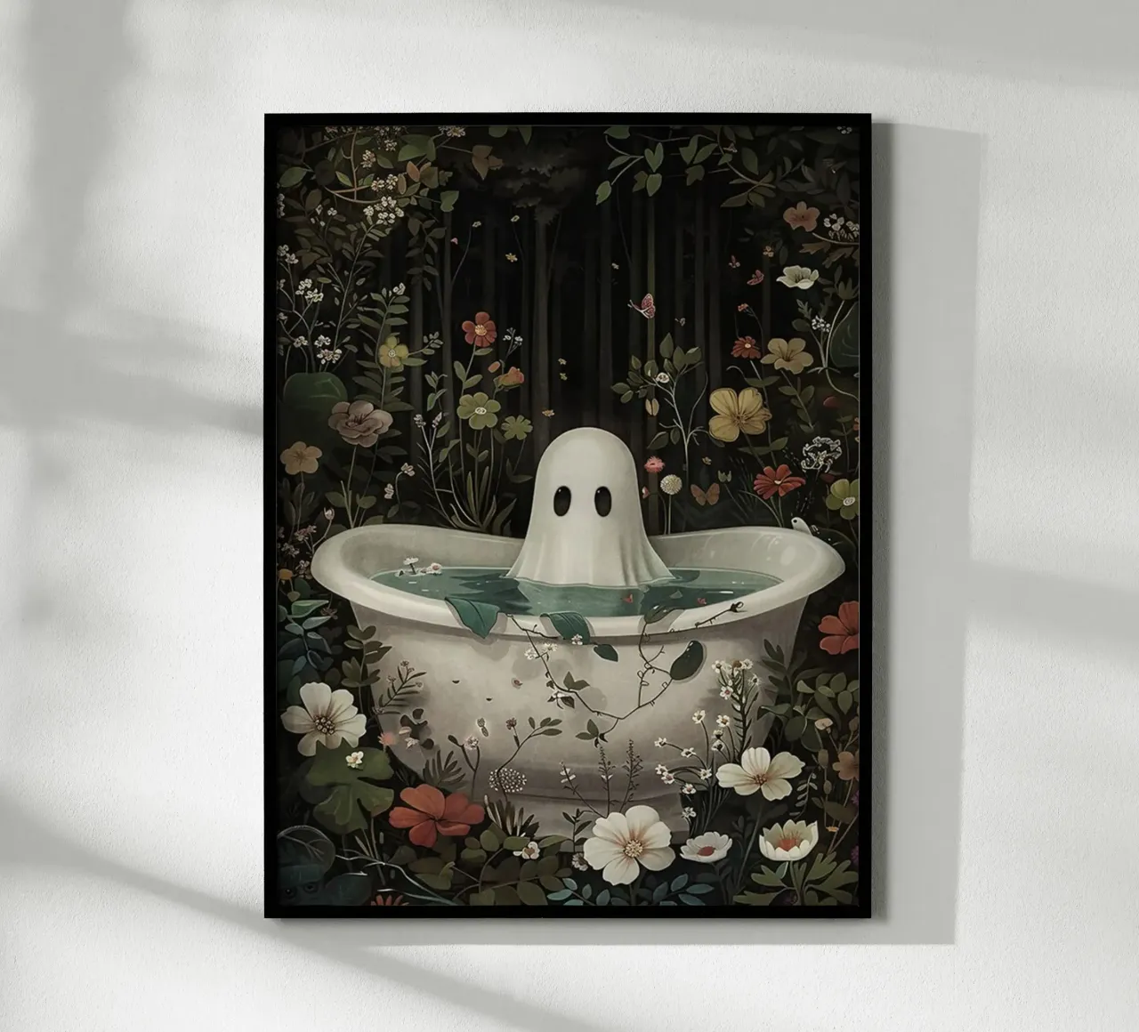 Fantasma nella vasca da bagno poster con telaio in plastica da Betty Shops
