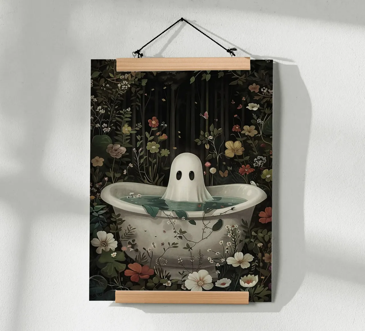 Fantasma nella vasca da bagno poster con telaio in plastica da Betty Shops