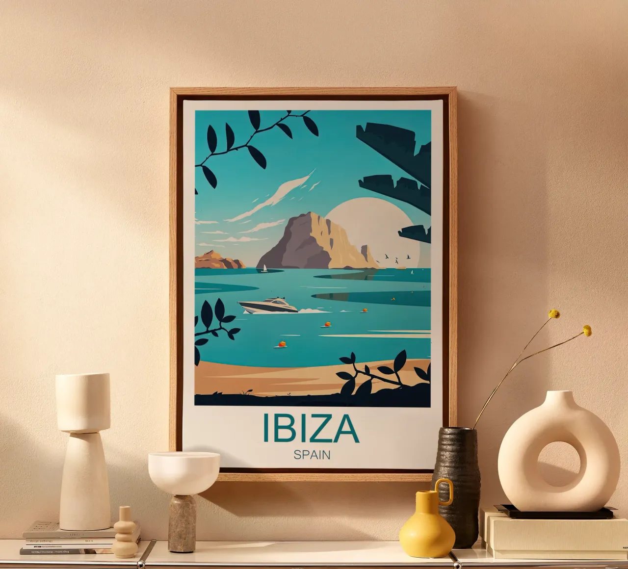 Stampa di viaggio Ibiza - Spagna tela con Cornice a cassetta da Liliestudio