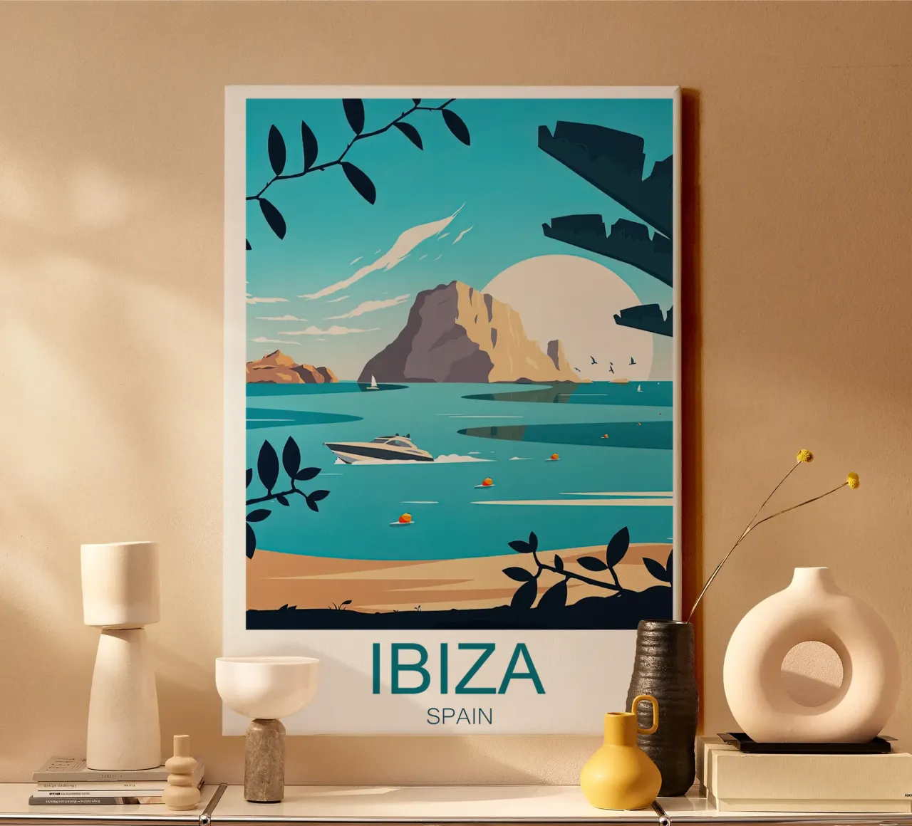 Stampa di viaggio Ibiza - Spagna tela con Cornice a cassetta da Liliestudio