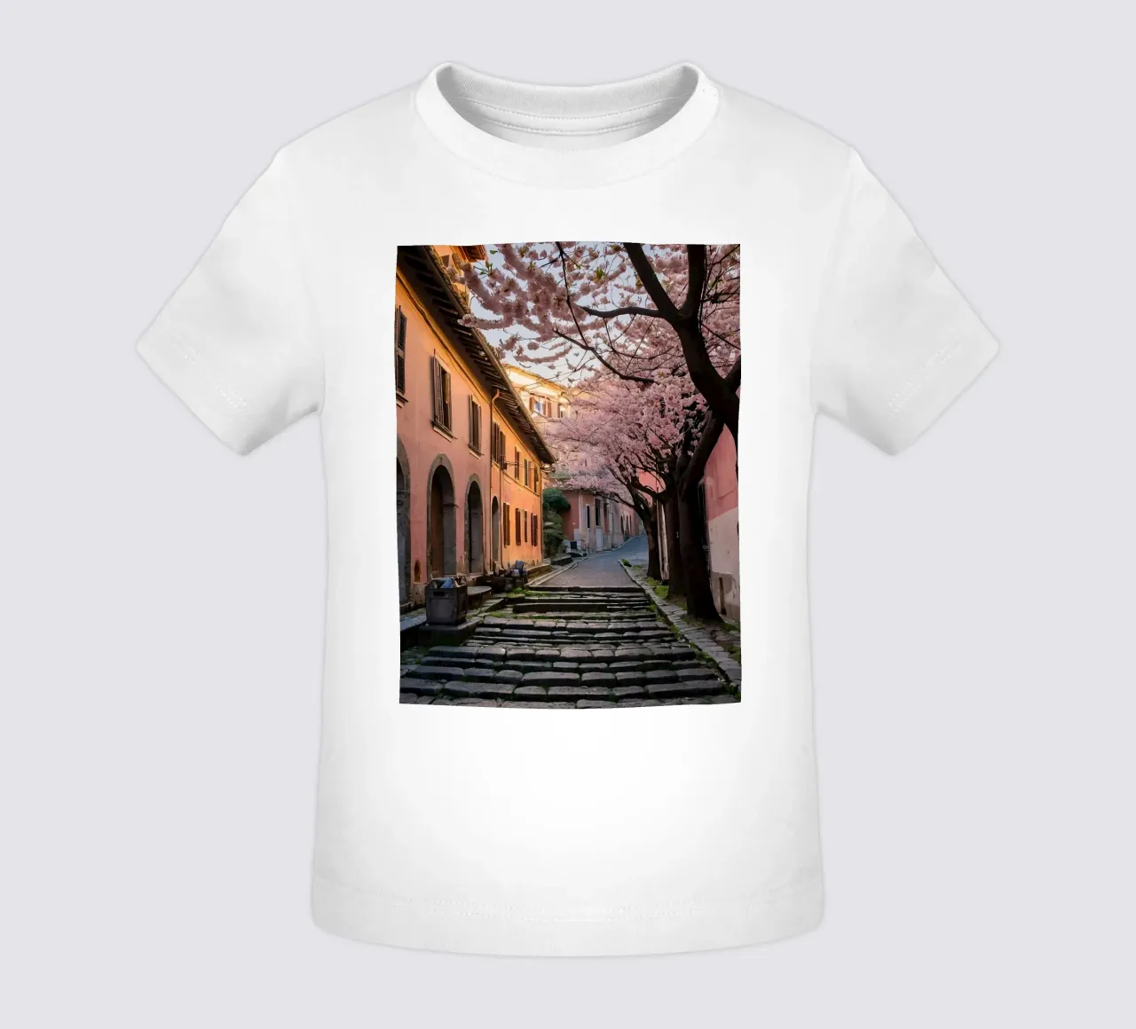Passeggiando in un vicolo panoramico ornato di fiori di ciliegio maglietta neonato da DesignDoodle