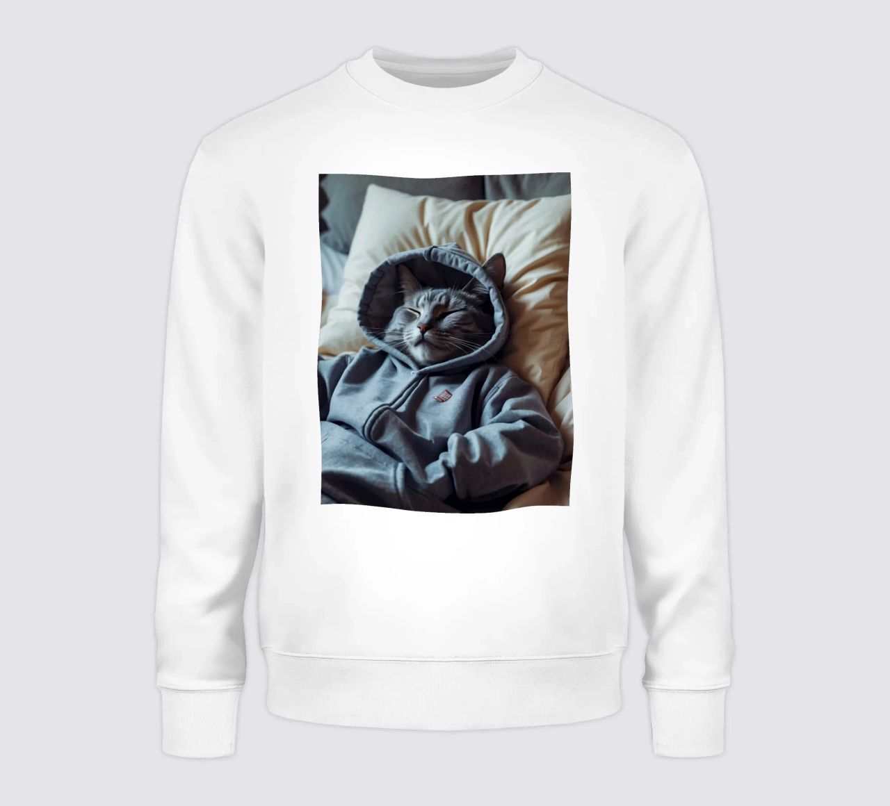 Chat se reposant confortablement dans un sweat à capuche sur un oreiller moelleux sweat de DesignDoodle