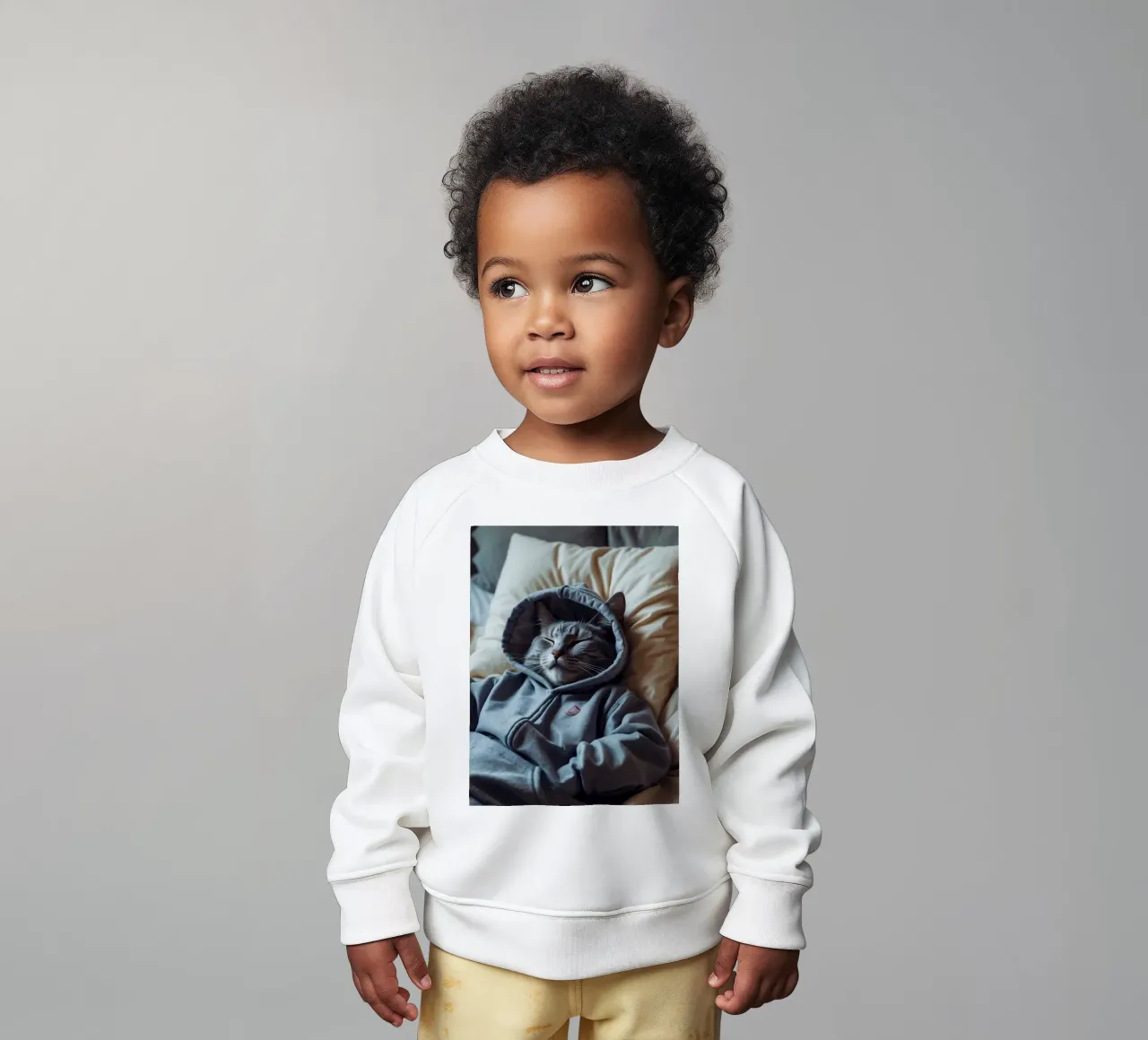 Katze ruht bequem in einem Kapuzenpulli auf einem weichen Kopfkissen Baby Sweatshirt von DesignDoodle