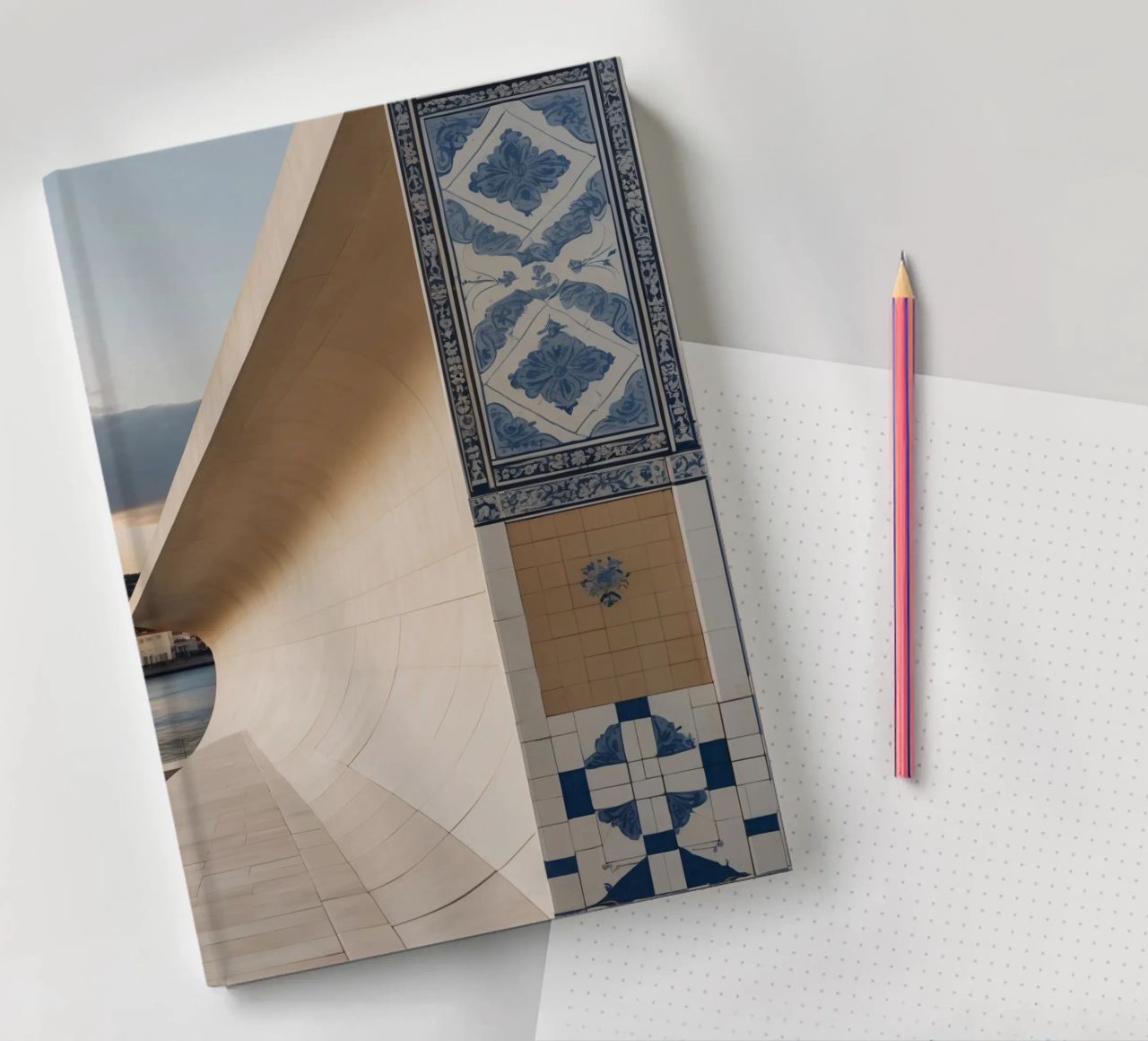 L'architecture moderne contraste avec les tuiles traditionnelles carnet de notes de DesignDoodle