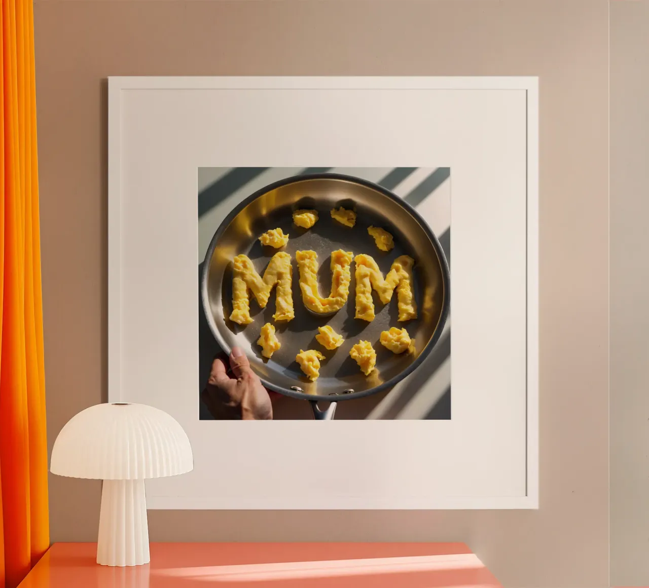 Celebrating Mum with scrambled eggs shaped into letters in a hahnemühle by DesignDoodle