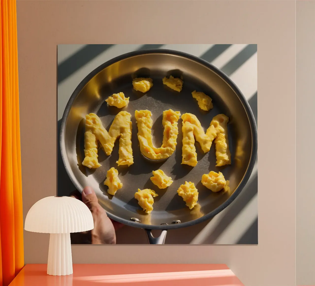 Celebrating Mum with scrambled eggs shaped into letters in a hahnemühle by DesignDoodle