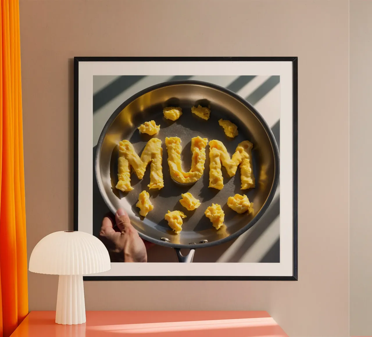 Celebrating Mum with scrambled eggs shaped into letters in a hahnemühle by DesignDoodle