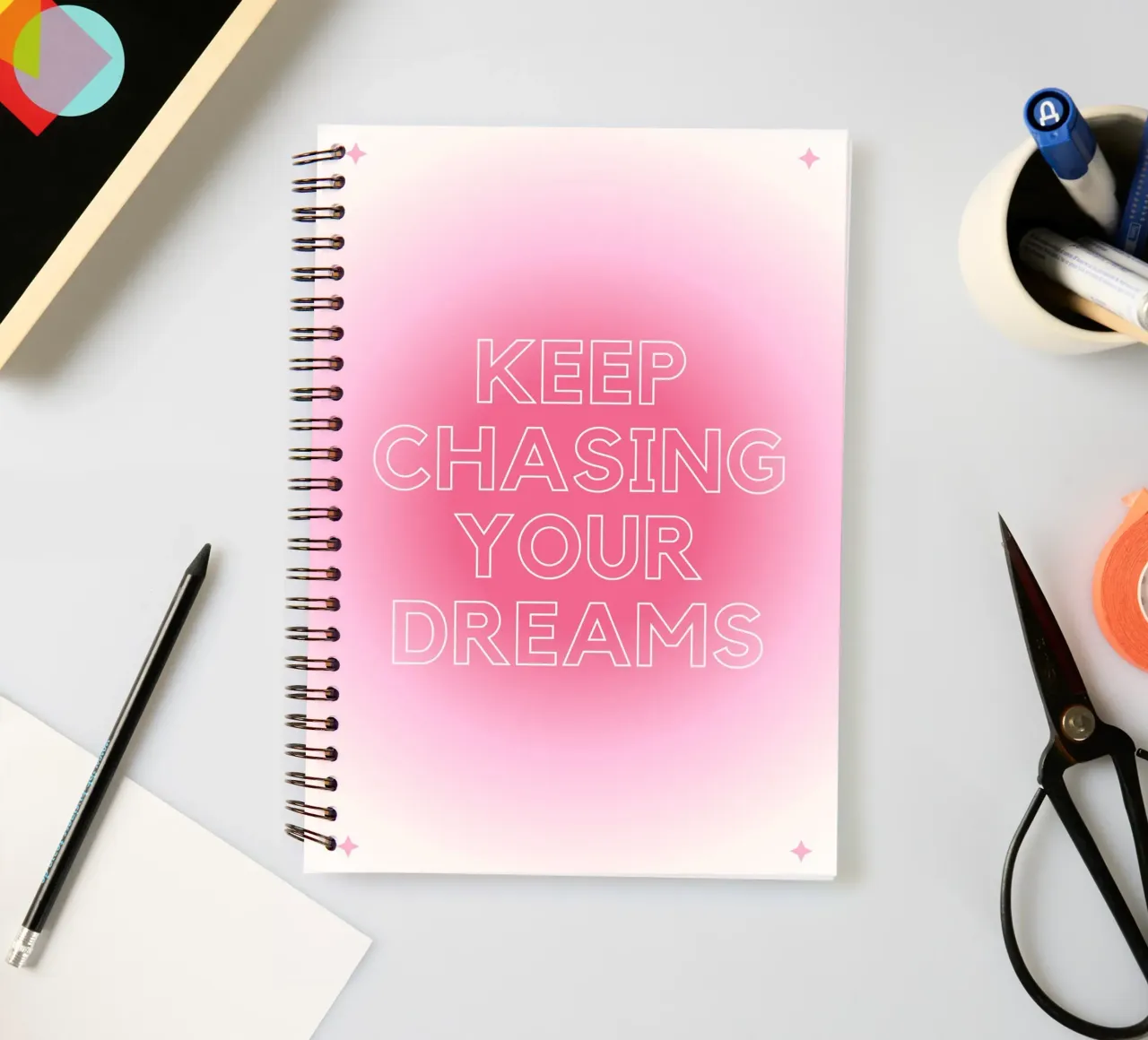 "Dream Chaser" Modern Gradient Art Print - Aesthetic & Trend spiral notebook by ClubArt