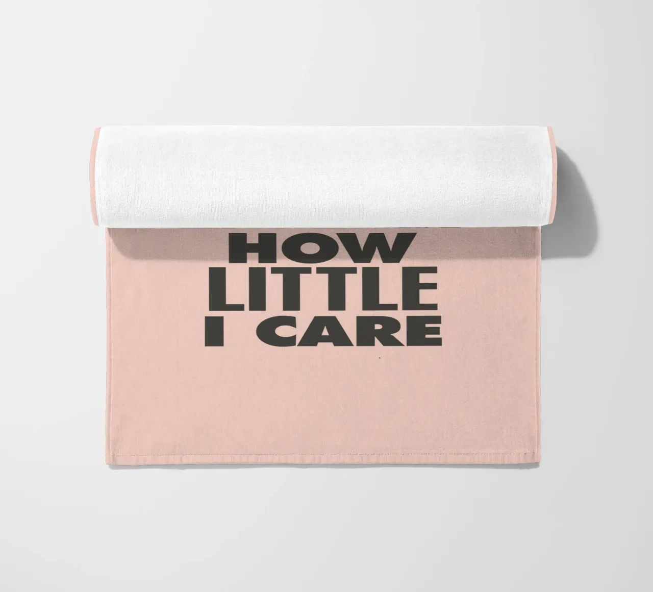 I Can't Even Begin to Explain How Little I Care in Peach beach towel by THE MOTIVATED TYPE