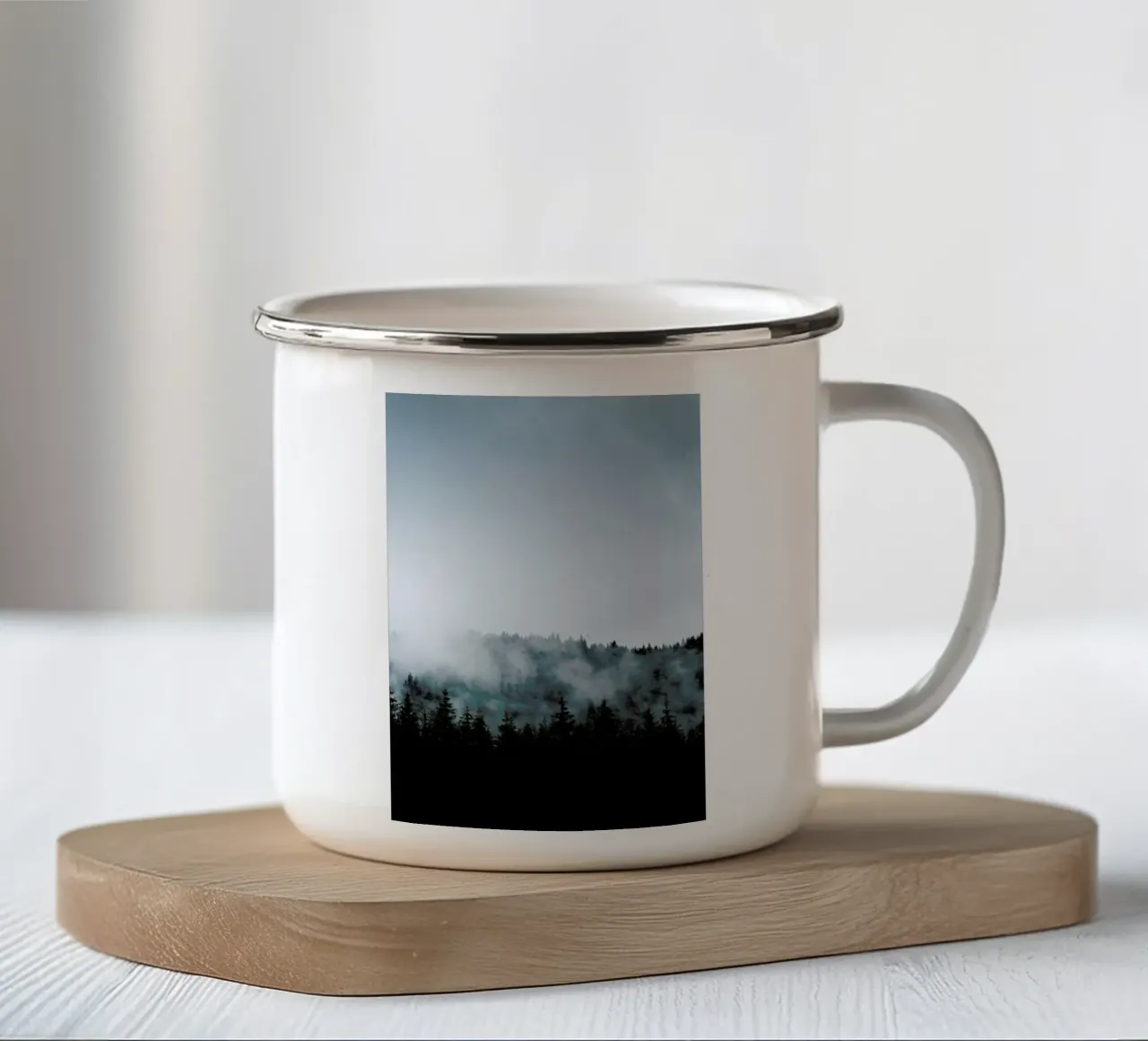 Alps in Fog Emaille Tasse von EyeEm Mobile GmbH