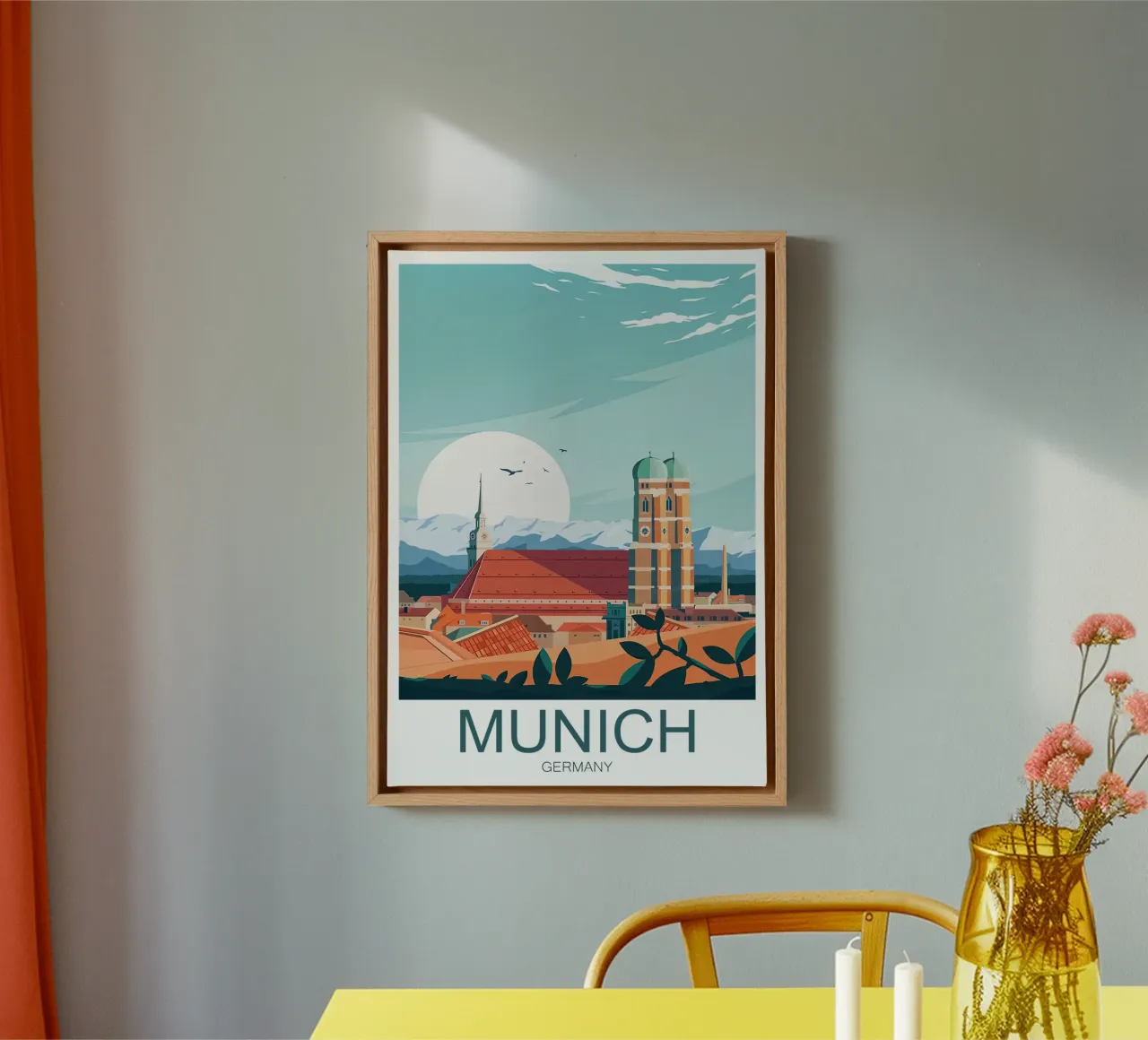 Stampa turistica di Monaco di Baviera - Germania tela con Cornice a cassetta da Liliestudio